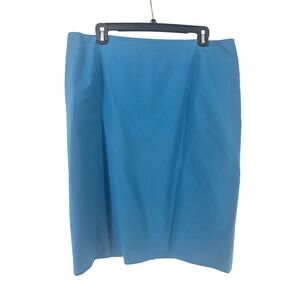 Lafayette 148 New York Blue Pencil Skirt Size 16 Knee Length Career Office